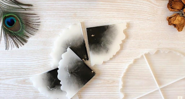 Coasters with a Marble Effec / How to make teal coasters  / Resin ART / Epoxy Resin  /  SERVING TRAY DIY /resin tray  / Resin Coasters Tutorial  / How To Make DIY Silicone Geode Molds For Resin Coasters / Resin Marble Tray