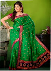 GREEN AND RED NET SAREE
