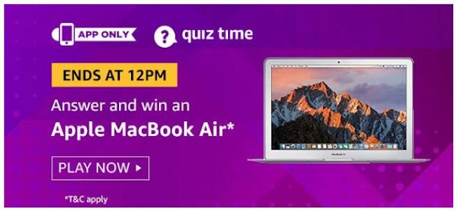 Amazon Today Quiz 30 August 2019 Answers - Play & win Apple MacBook Air