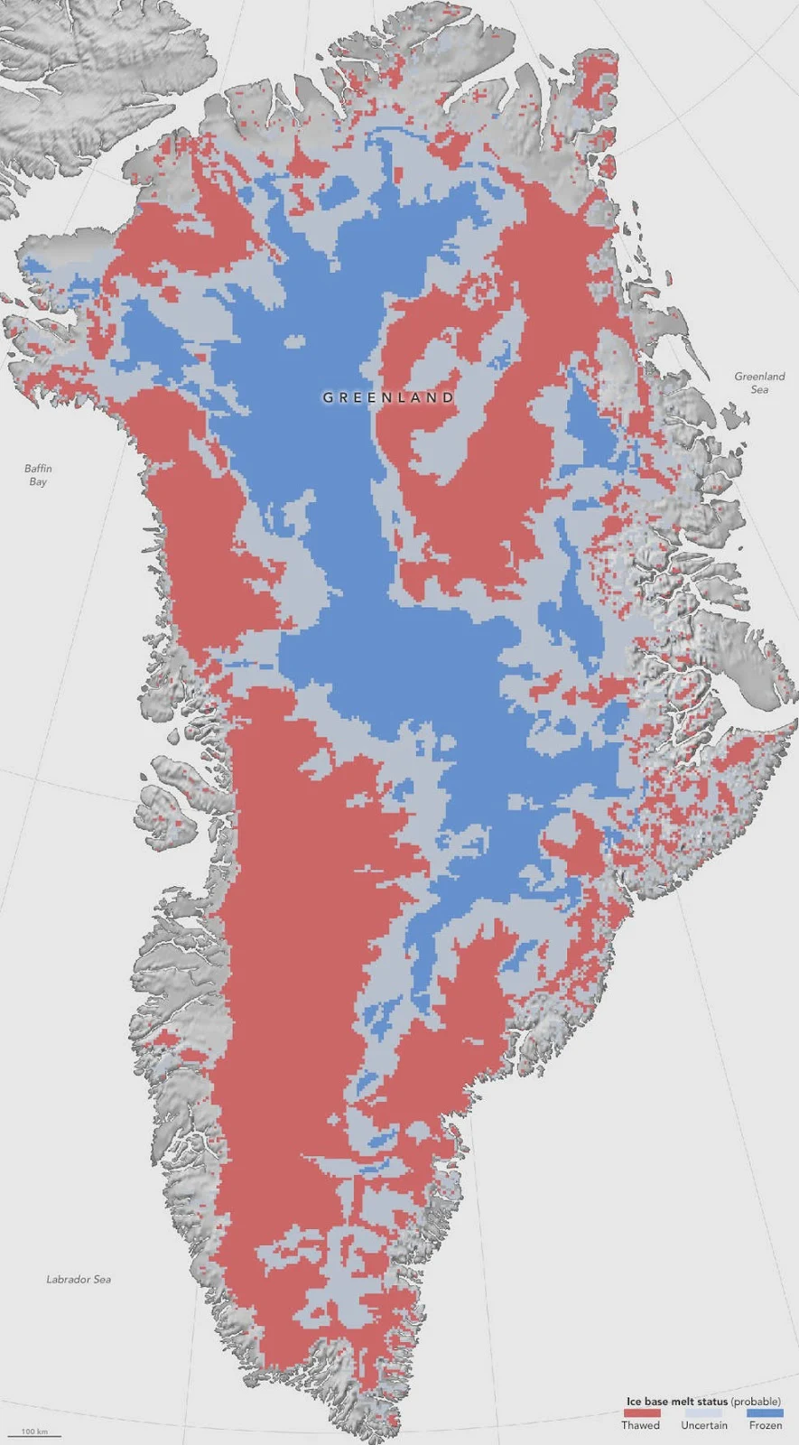 First Map Of Thawed Areas Under Greenland Ice Sheet