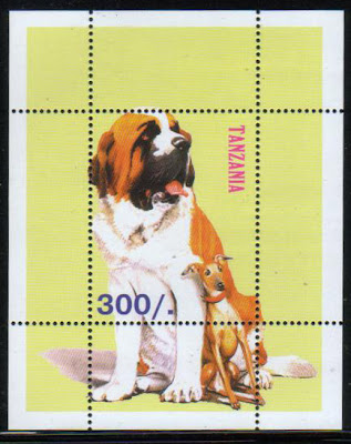 年度不明タンザニア連合共和国 セント・バーナードとイタリアン・グレーハウンドの切手シート