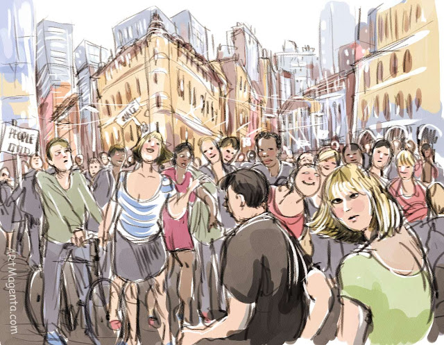 Occupy Wall Street is a drawing by aritst and illustrator Artmagenta