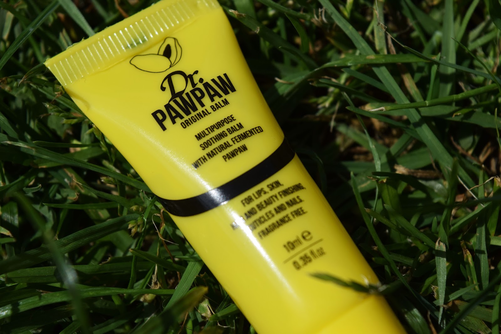 a close up shot of the text on the tube of DR PawPaw lipbalm