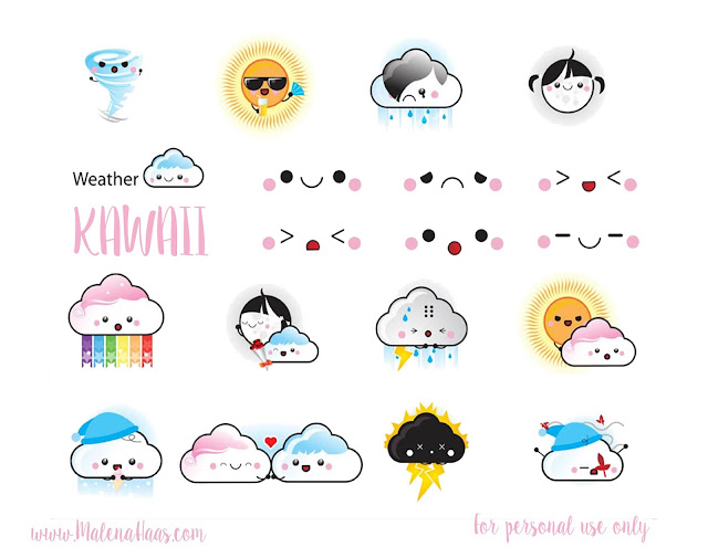 Free Kawaii Weather Stickers