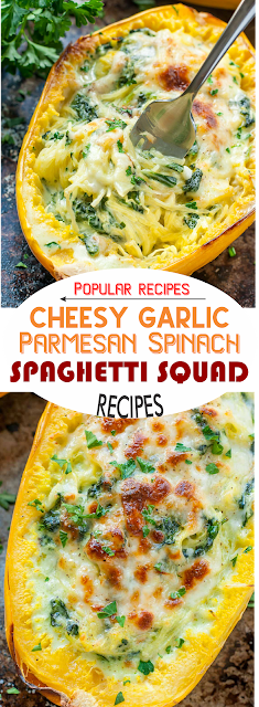 Cheesy Garlic Parmesan Spinach Spaghetti Squash | Show You Recipes
