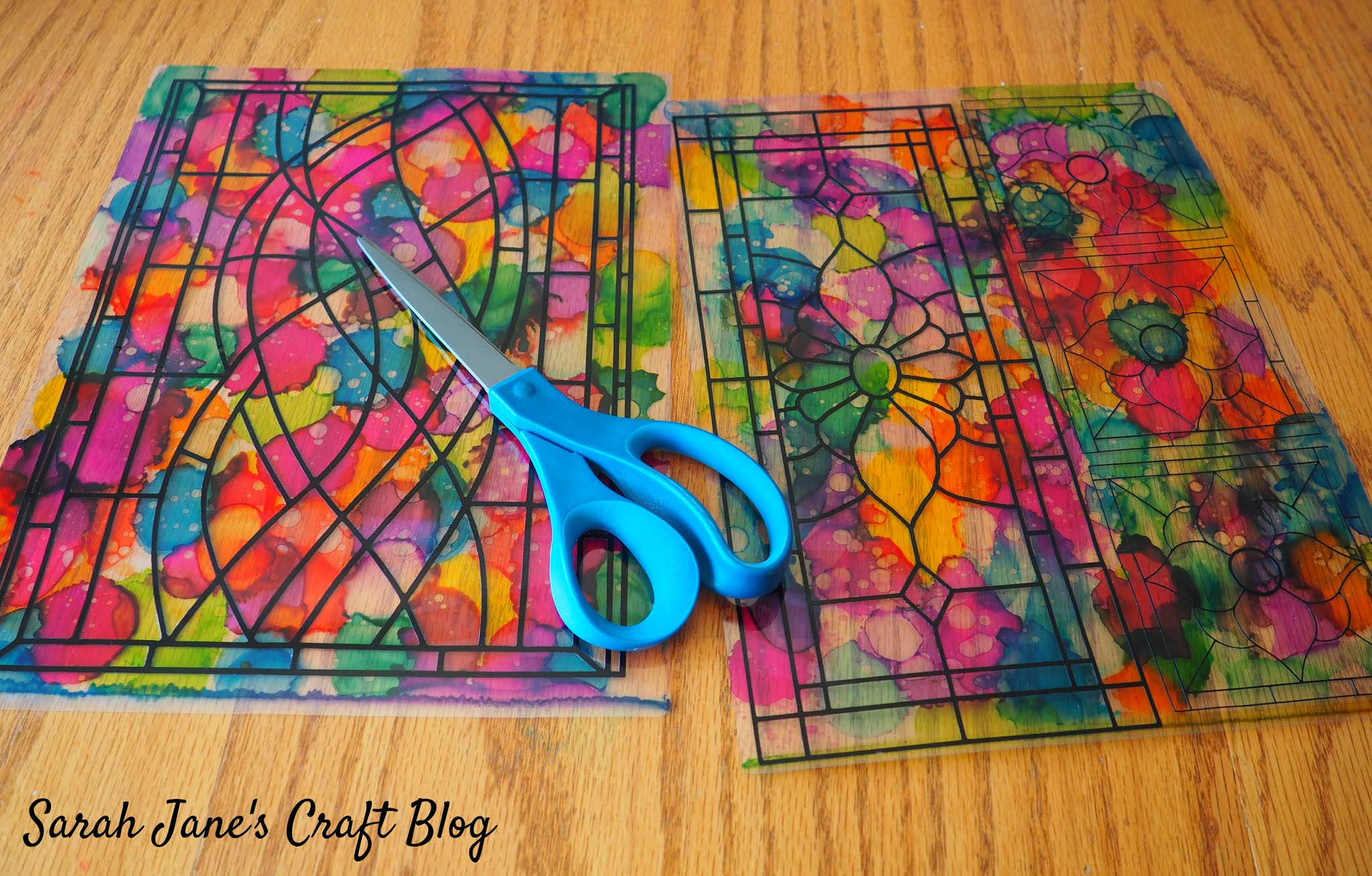 Faux Stained Glass made with Alcohol Ink, Laminating Pouches, and Vinyl ...