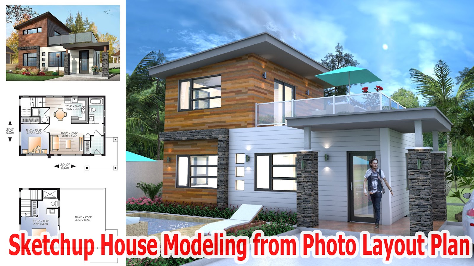 SKETCHUP MODEL HOUSE #03 -Drawing from photo layout plan - House Plan Map