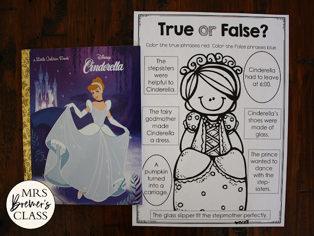 Cinderella Fairy Tales activities unit with Common Core aligned literacy companion activities for First Grade and Second Grade