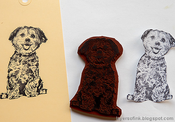 Layers of ink - A Wonderful Creature Tag Tutorial by Anna-Karin Evaldsson. Stamp the Darkroom Door Sitting Dog stamp.