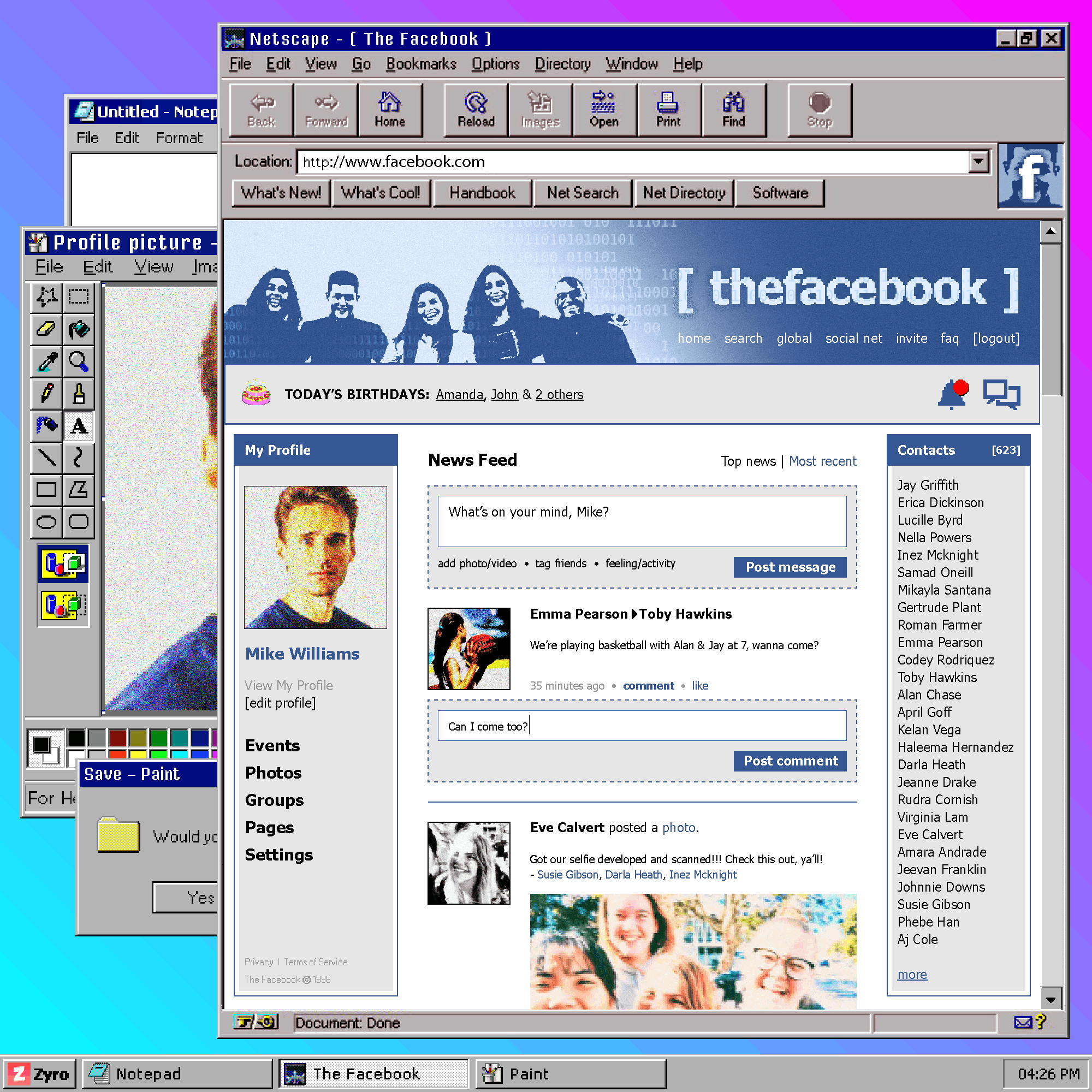 If Facebook Existed in the ‘90s