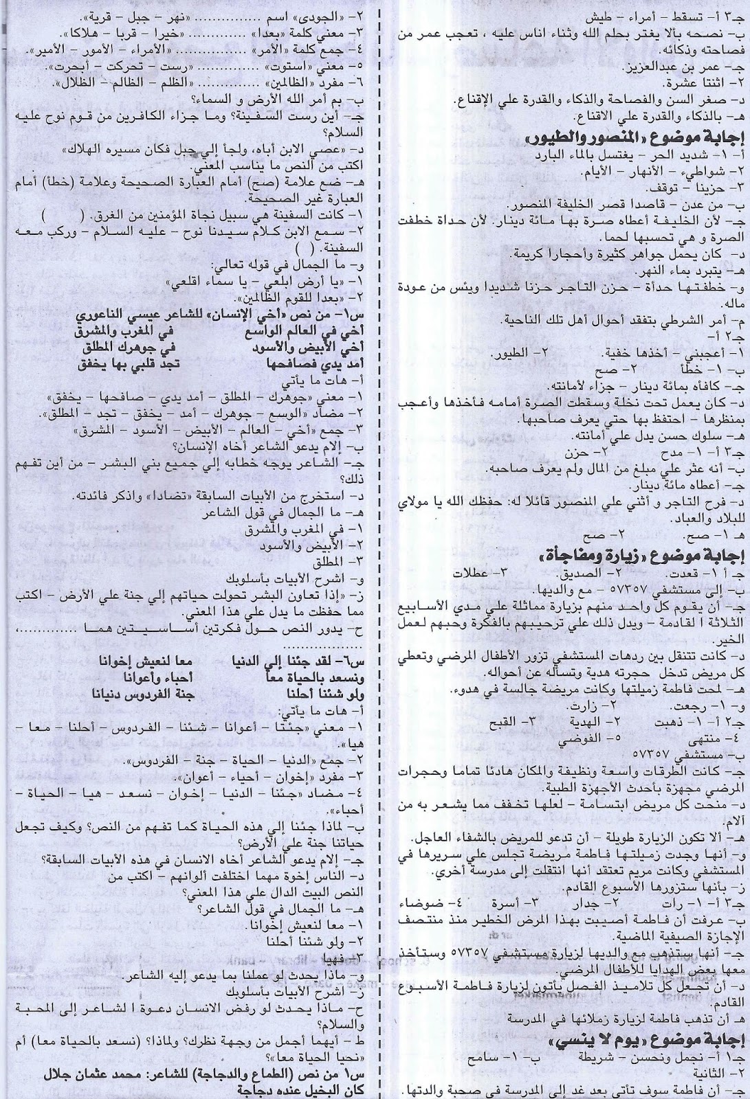 ملحق الجمهورية: توقعات امتحان اللغة اللغة العربية للشهادة الابتدائية - نصف العام 2017 11