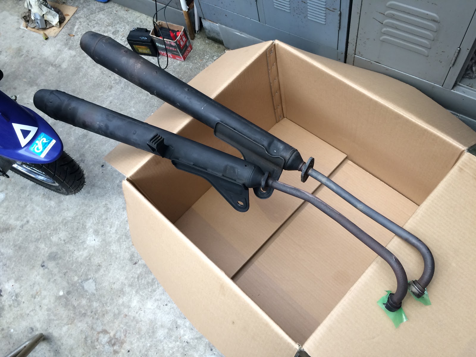 スーパーカブ110 純正マフラー カーボン落とし洗浄 再塗装 ぷち改造