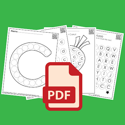 Letter C dot markers free preschool coloring pages ,learn alphabet ABC for toddlers
