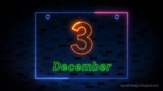 December 3rd Colorful Neon Light Date Of International Day of Persons with Disabilities With Dark Blue Brick Wall Background