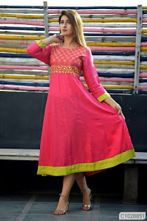 Affordable Rayon Embroidered Calf Length Kurtis