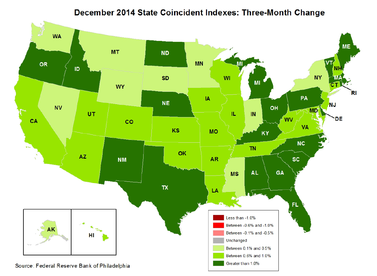 Calculated Risk: Philly Fed: State Coincident Indexes increased in 46 ...