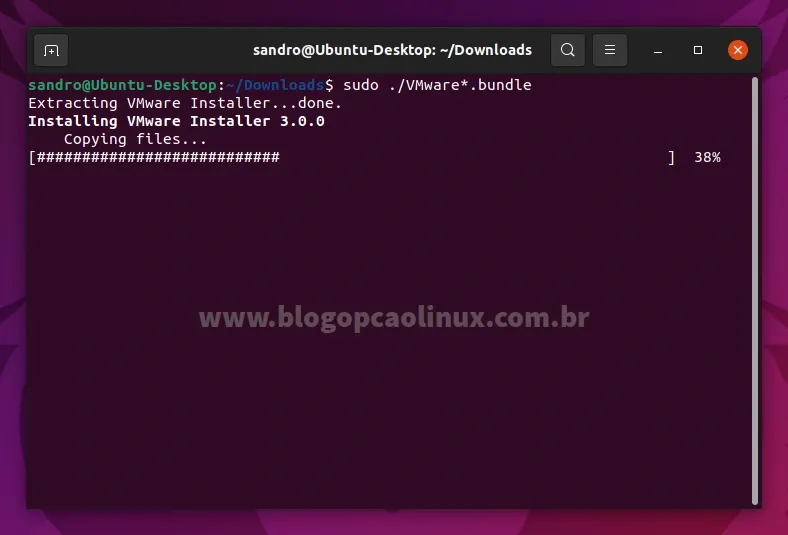Processo de instalação do VMware Workstation no Ubuntu 21.10 pelo terminal