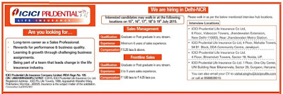Click on ICICI Pru Life Recruitment Notification to download detailed job advertisement