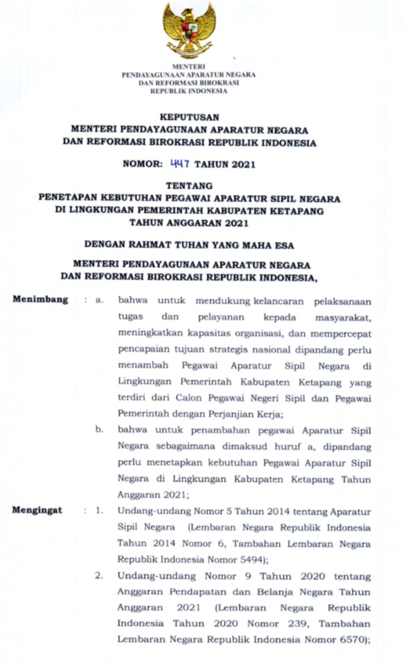 Berikut Formasi Cpns Pppk Kabupaten Ketapang 2021 Pendidikanterkini