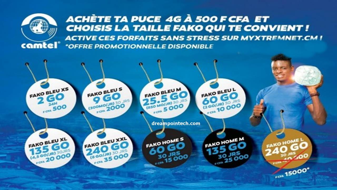 Codes et Forfait Internet Camtel Cameroun 4G Bleu - Camtel Puce Prix