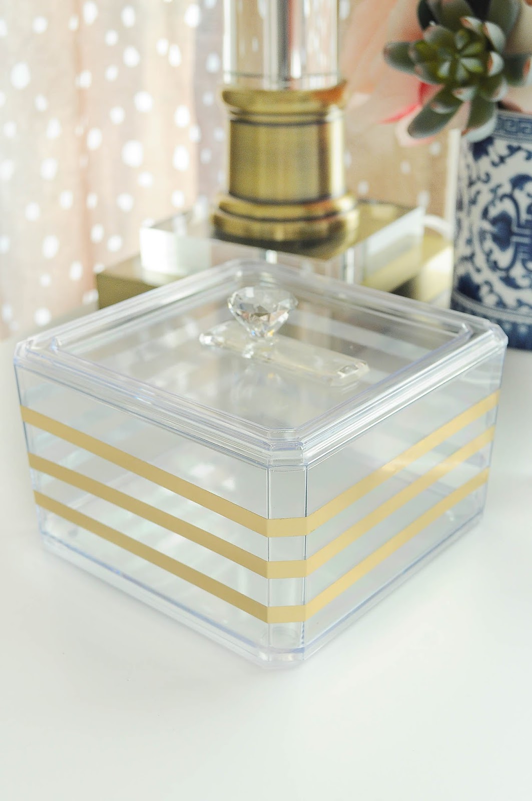 Dollar Store DIY: Gold & Acrylic Organizers - MONICA BENAVIDEZ