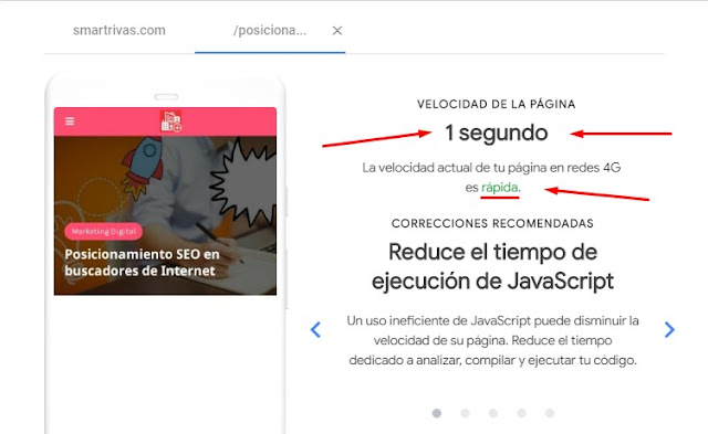 Herramienta de prueba de velocidad del sitio móvil de Google