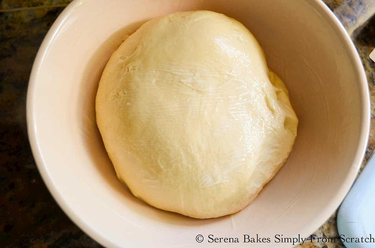 Blueberry Cinnamon Roll Dough in a bowl.