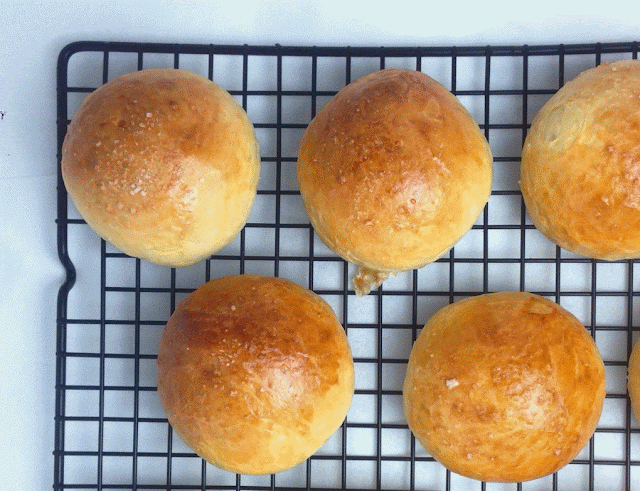 Cooling Tray of Baked Rolls Egg Washed and Proofing Rolls