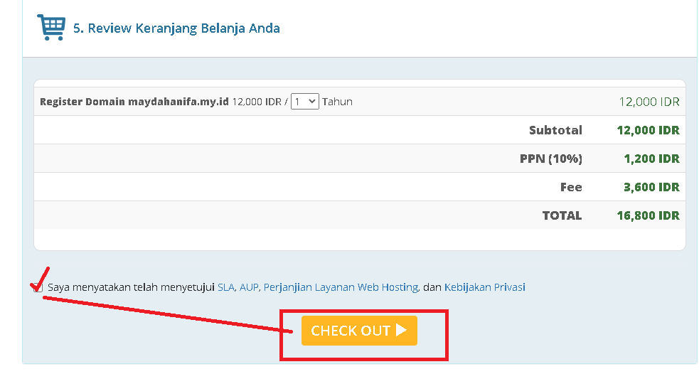 checkout di rumahweb