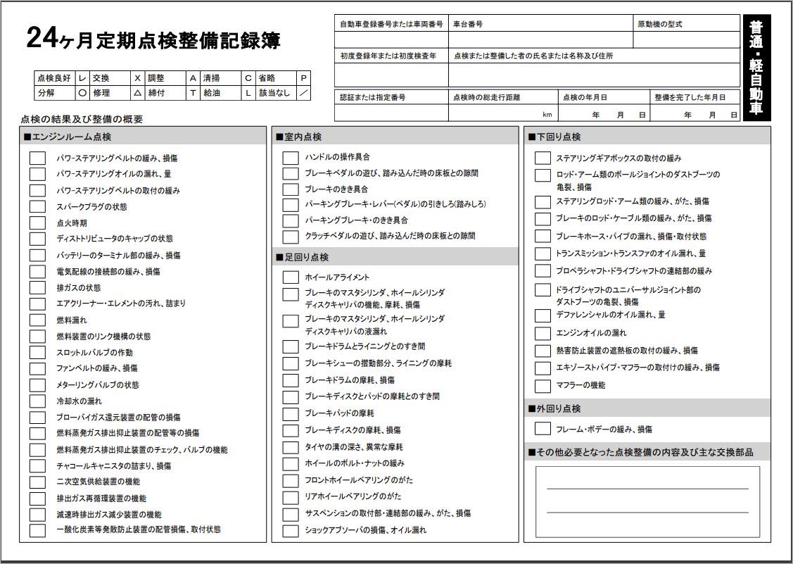 自分でやる1年点検用の記録簿を作るM9 DIY
