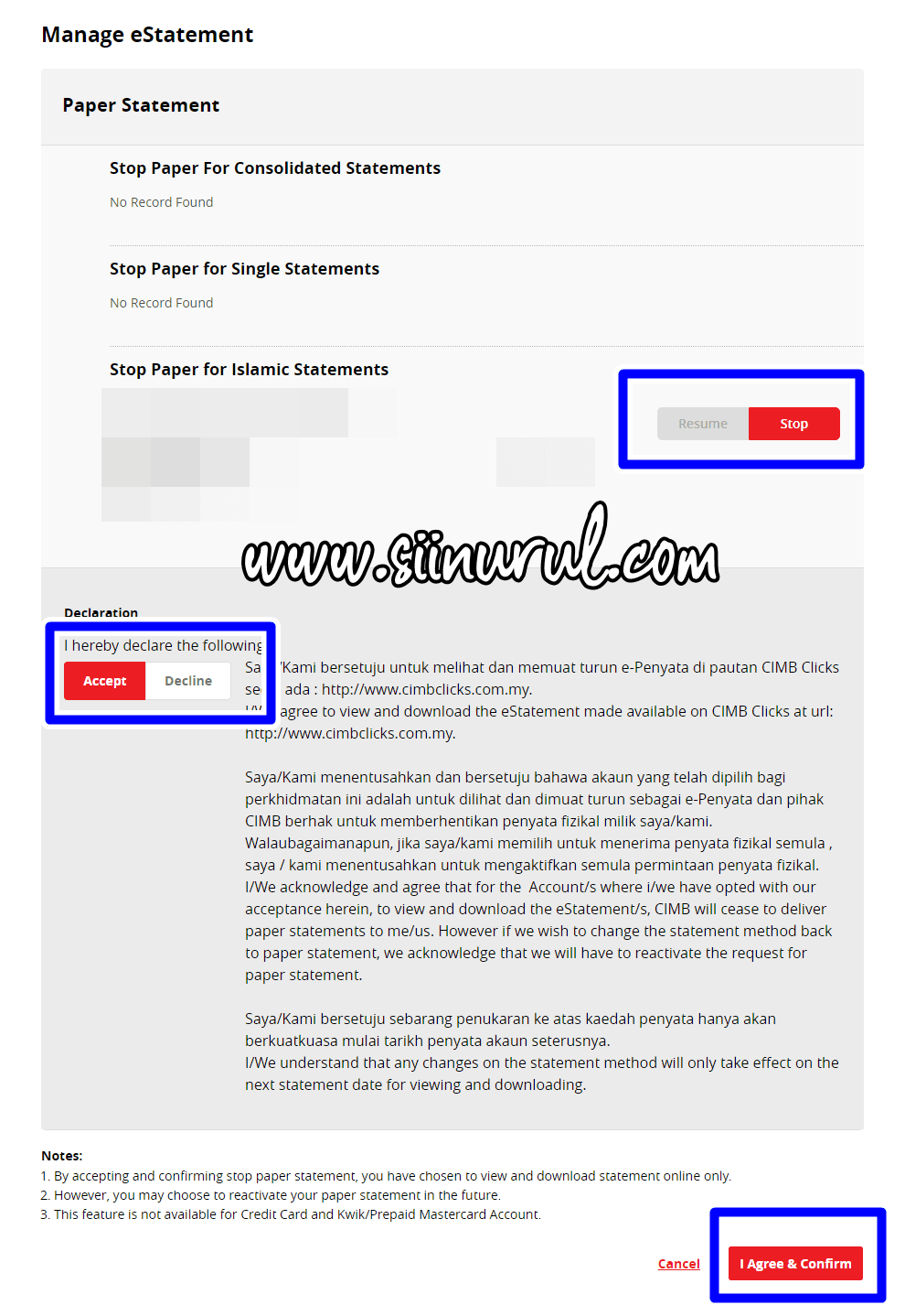 Cara Hentikan Penghantaran eStatement CIMB Bank ke Alamat Rumah Anda