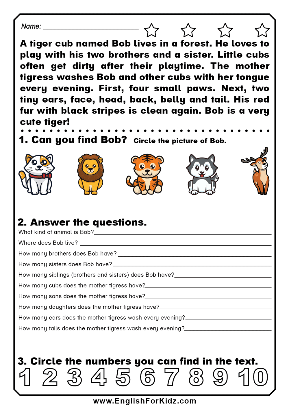 Reading Comprehension to Learn Numbers and Counting