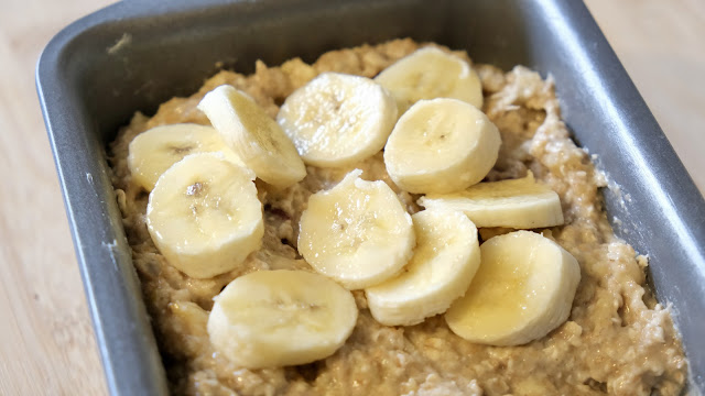 Dough topped with banana