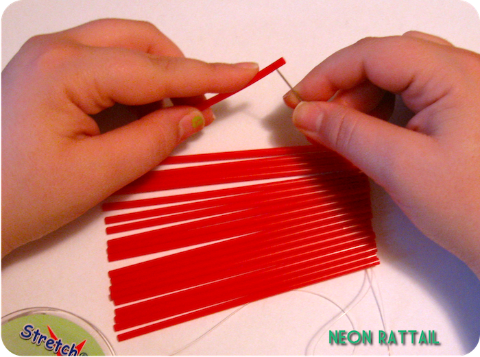 DIY Coffee Stirrer Necklace Neon Rattail