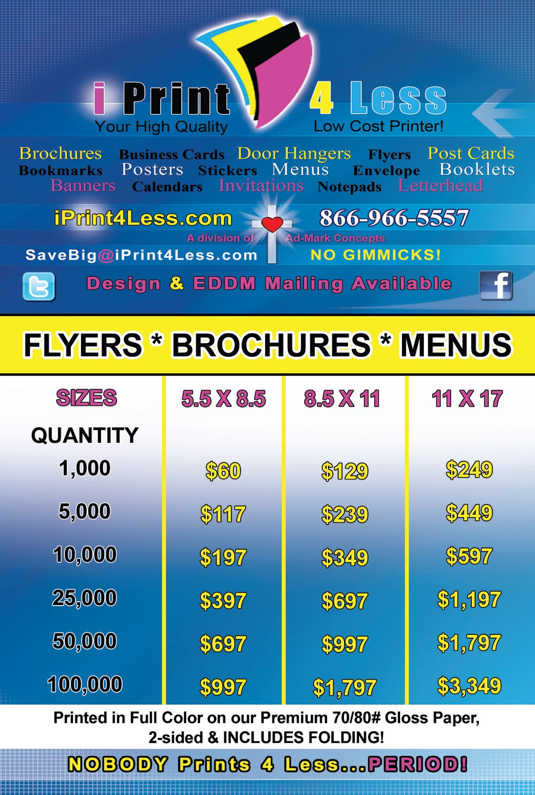iPrint4Less: Cheap Brochures-10,000 8.5 x 11 Trifold Brochures-Only ...