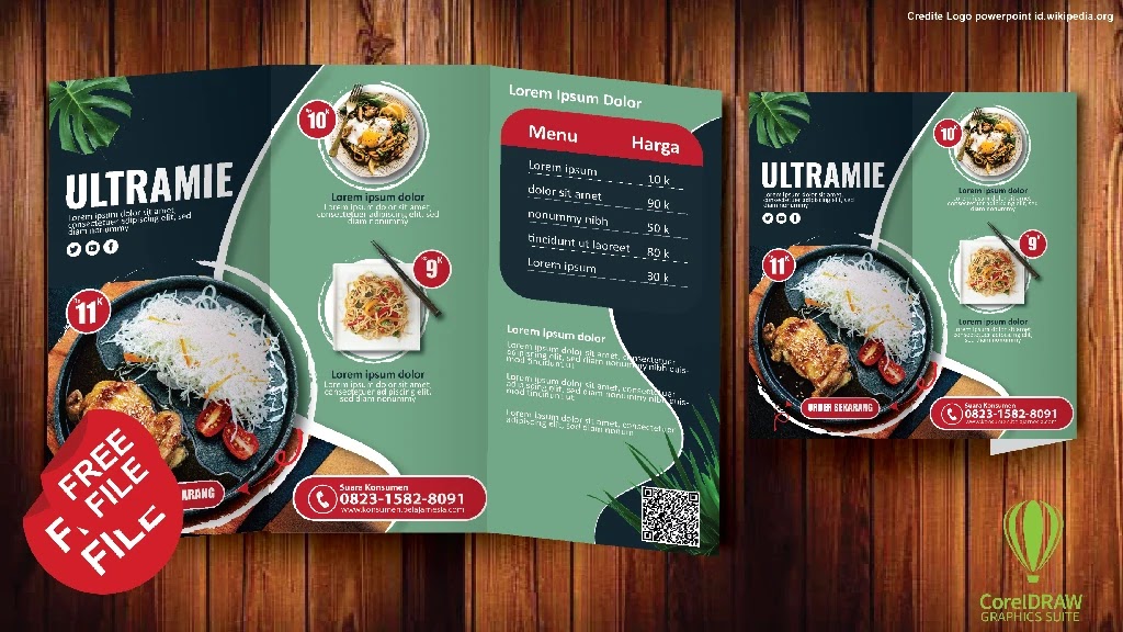 Download contoh Desain Brosur Makanan 3 Lipat Coreldraw Dan Photoshop