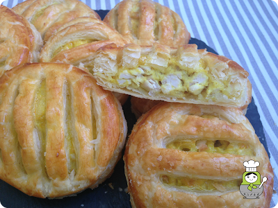 receta de hojaldres rellenos de pollo con mascarpone al curry