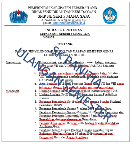 SK Panitia Ulangan Semester Tahun 2022 - Kherysuryawan.id