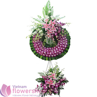Purple flower wreath delivered Vietnam