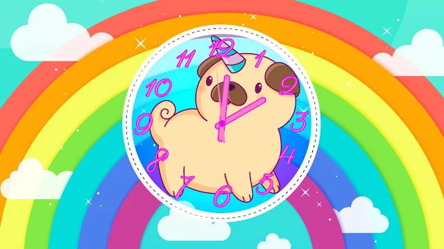 Kawaii Puppy Dog Clock Animated Screen