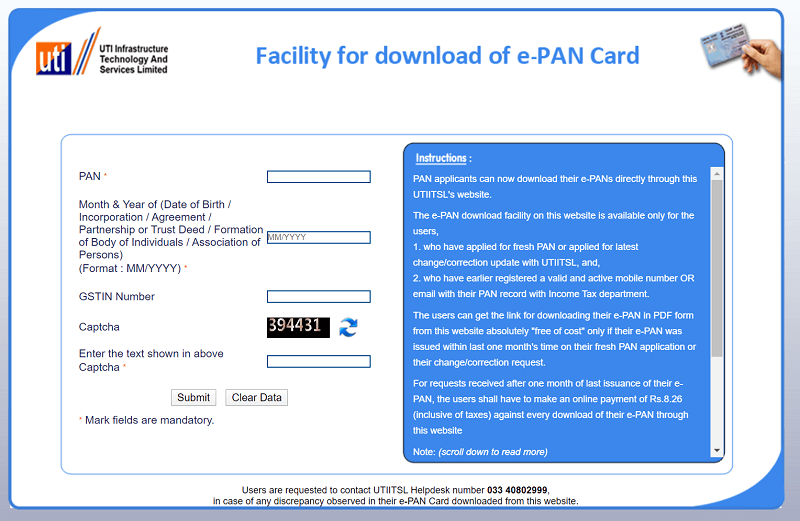 How to Download and Print ePAN Card Online