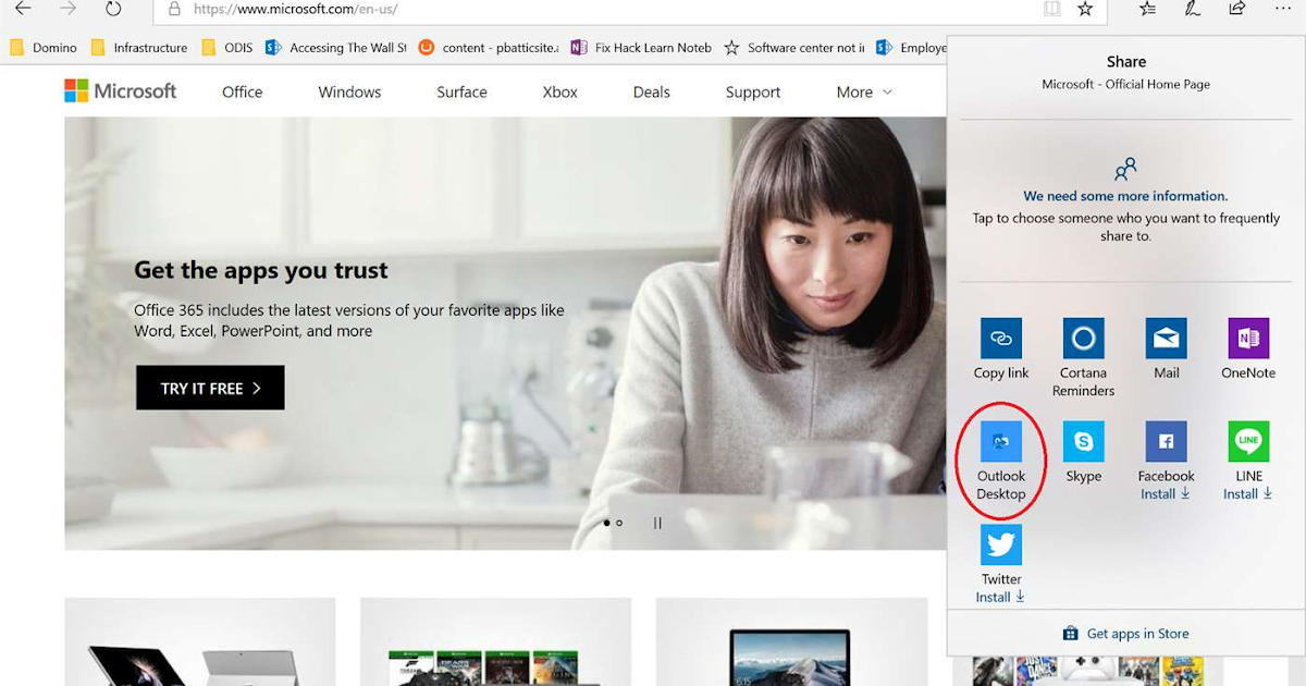 Microsoft Office Outlook Desktop Integration condividere da Windows in un nuovo messaggio di Posta Microsoft Office Outlook Desktop Integration condividere da Windows in un nuovo messaggio di Posta