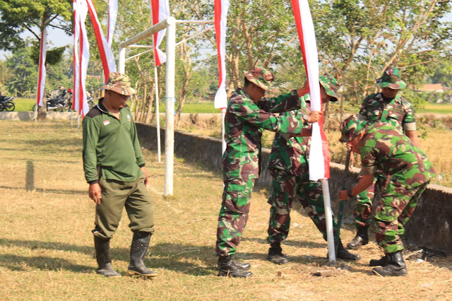 Umbul Umbul Merah Putih Mulai Dikibarkan Di Lapangan Trimurti, Tempat Dibukanya TMMD Reg 105  