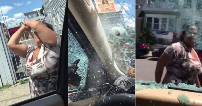 [video] Enardecida Mujer Destroza El Auto De Su Marido A Martillazos Con Sus Hijos Dentro