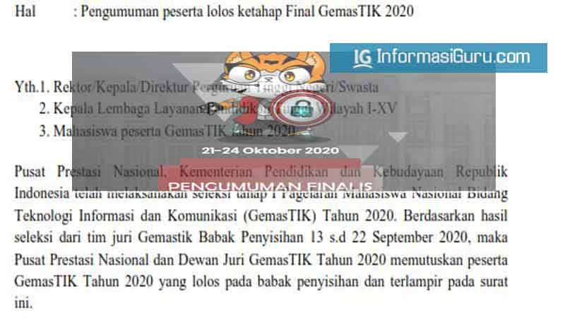 Daftar Peserta Lolos Ke Tahap Final Gemastik 2020 I Pdf Informasiguru Com