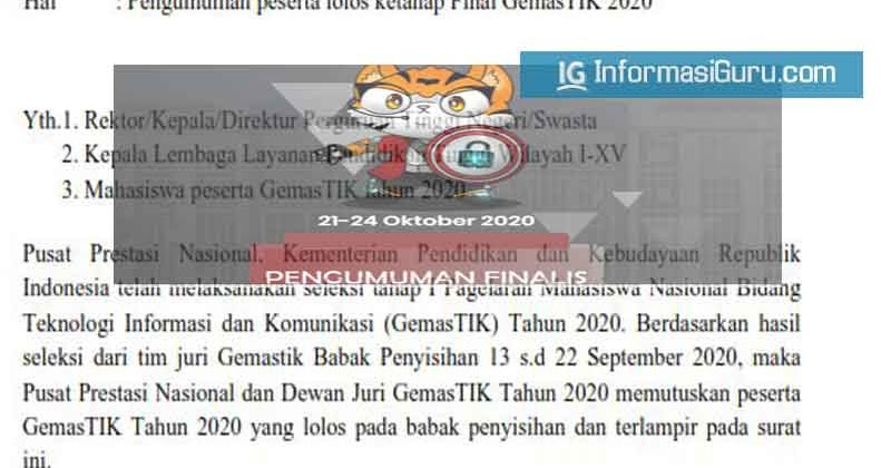 Daftar Peserta Lolos Ke Tahap Final Gemastik 2020 I Pdf Informasiguru Com