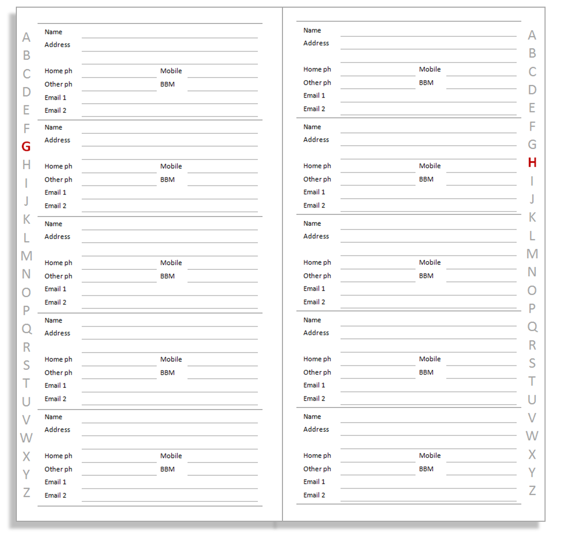 Create A Printable Address Book