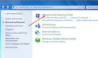 Control Panel Network Sharing Center.