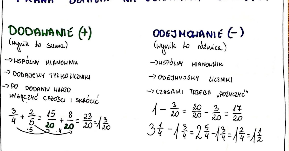 Działania Na Ułamkach Klasa 5 Działania na ułamkach zwykłych i dzisiętnych. - klasa 5 (23.04.2020)