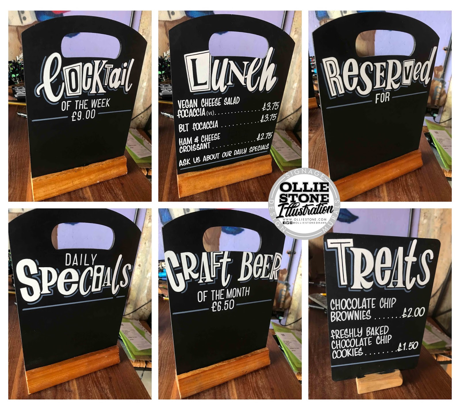 Chalkboard Artist London by Ollie Stone Handpainted chalkboard art.